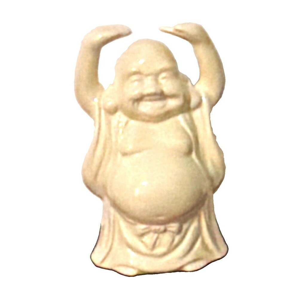Benihana Buddha Figurine White Glossy Ceramic 3D Effect vase planter 7 in Statue